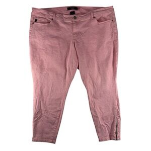 Torrid Plus Size 24 Crop Jeans Skinny Stretch Mid Rise Pants Pink Animal Print